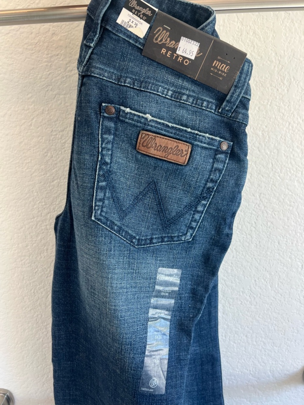 Wrangler Western Mae Mid Rise Trouser Dark Blue Denim Jeans